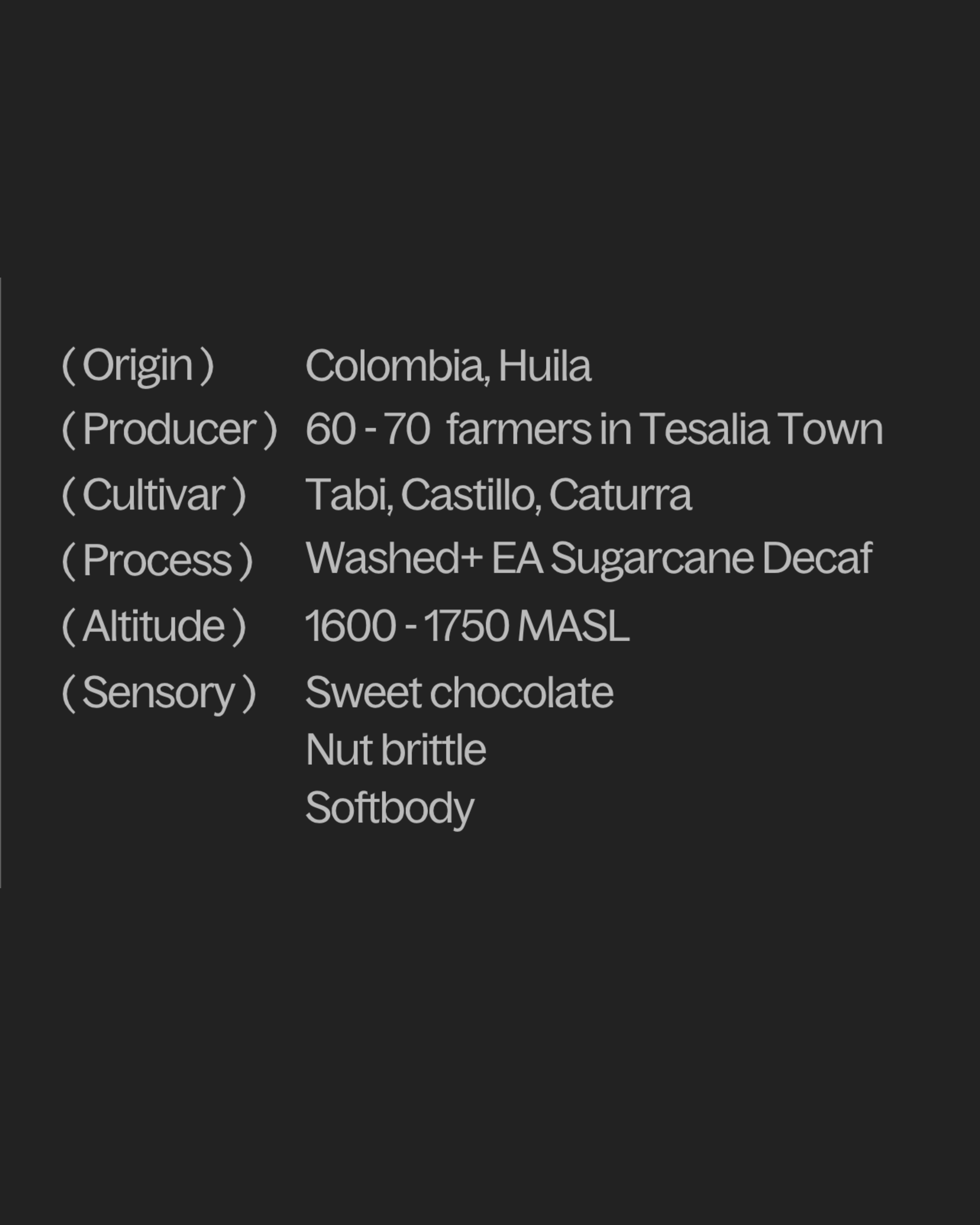 Colombia — Washed EA Decaf