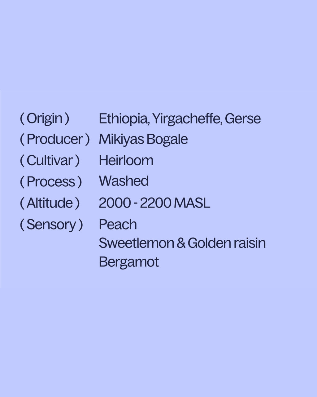 Ethiopia — Yirgacheffe Gerse