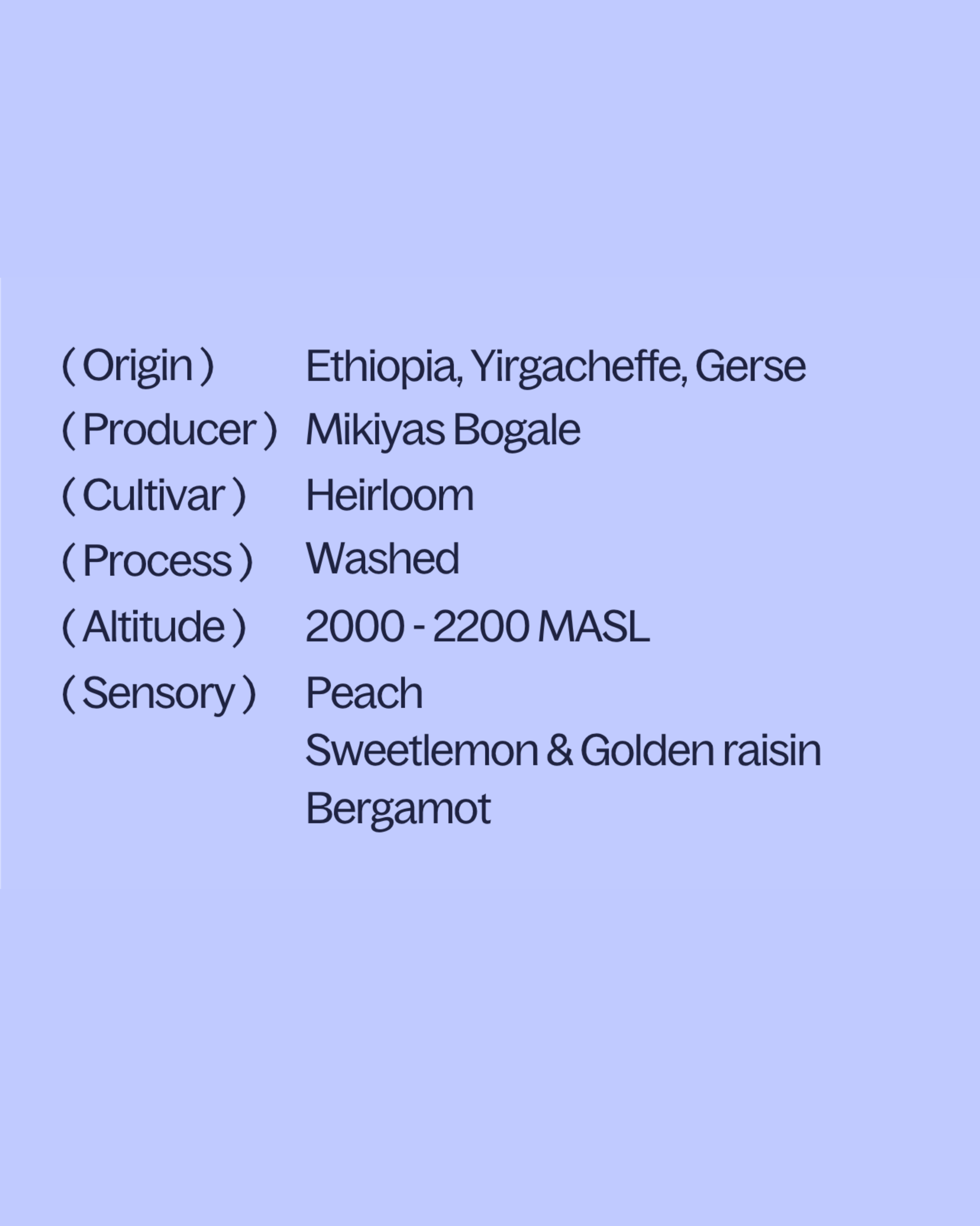 Ethiopia — Yirgacheffe Gerse